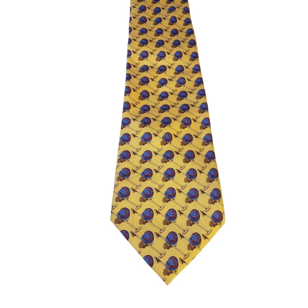 Lauren Ralph Lauren Men Tie Designer Yellow Equestrian Polo Gear Horse Sport